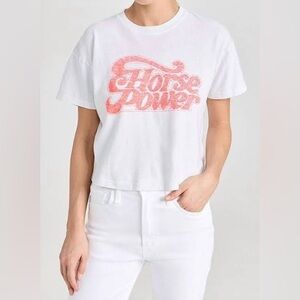MOTHER Floral Power Crop Tee - White and Pink